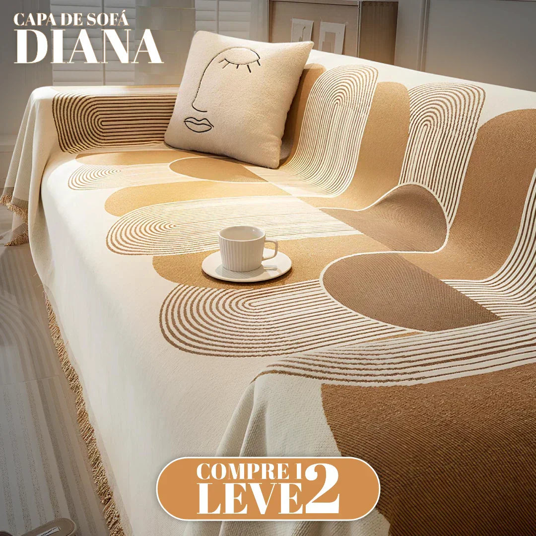 (PAGUE 1, LEVE 2) Capa de Sofá em Chenille com Dupla Face Diana + BRINDE: Tapete de Sala